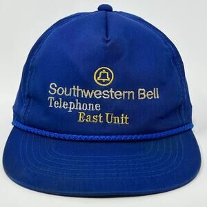 Vintage 80s Southwestern Bell Hat Baseball Cap Telephone Company Snapback Blue